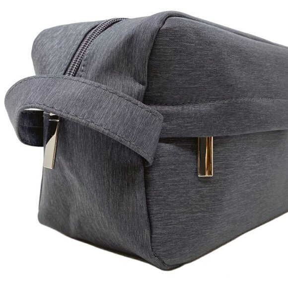 Dark Grey Men's Dopp kit  Toiletries Bag Travel Bag  with top and side zip NEW - Picture 1 of 5